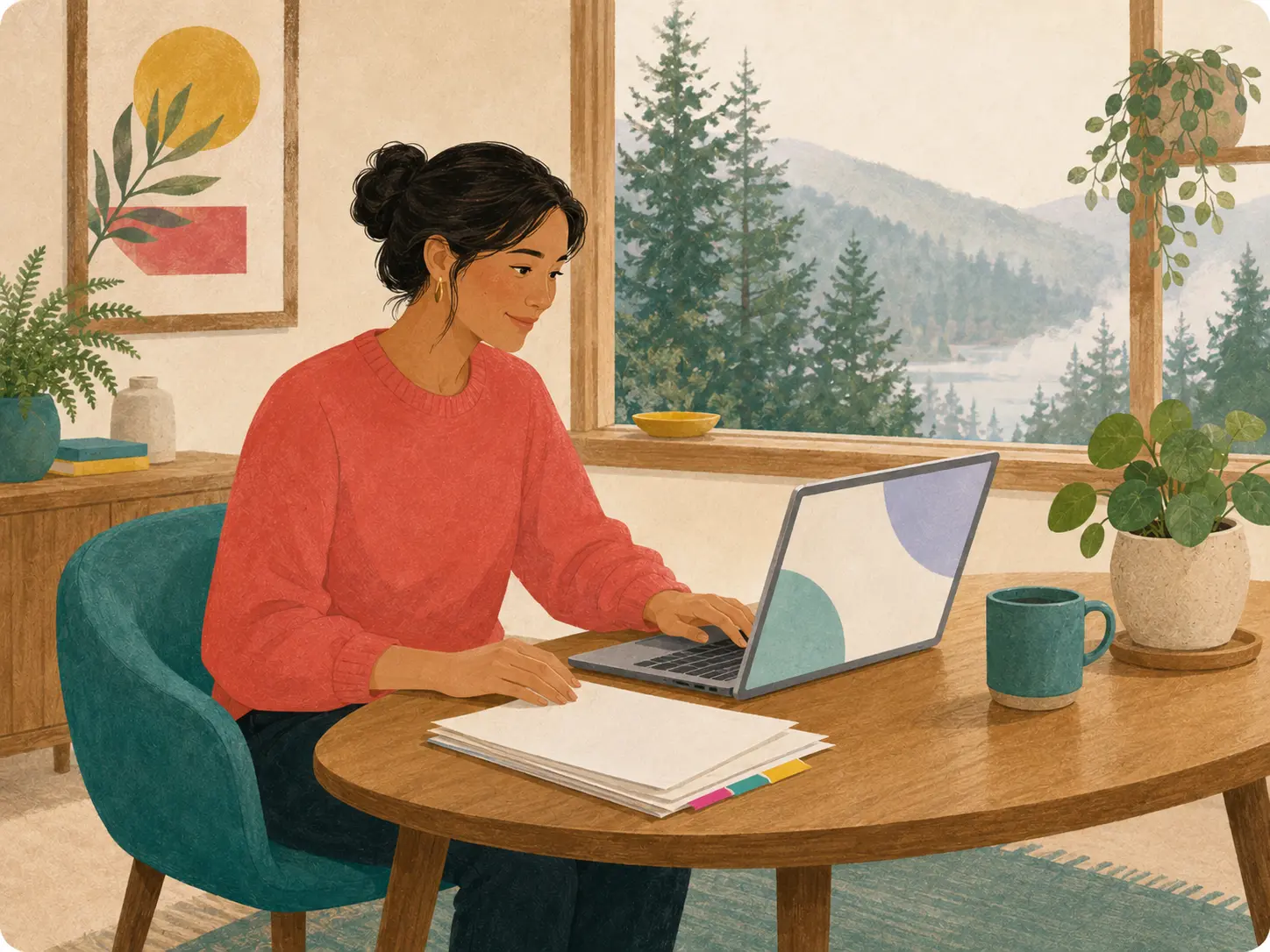 A person accessing clear website information from home.